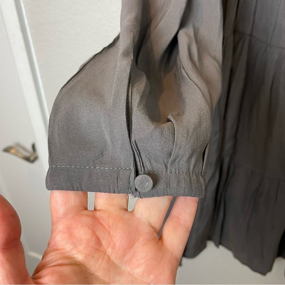 Bnwt! Shop Stevie Charcoal Gray Tiered Long Sleeve Dress Size L — image 3 of 8